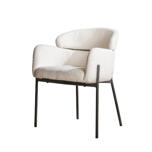 Eetkamerstoel Croft met ronde rug - Bouclé Wit - Afbeelding 2