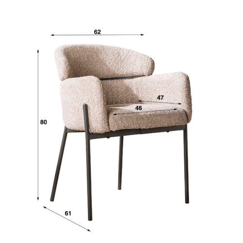Eetkamerstoel Croft met ronde rug - Bouclé Wit - Afbeelding 4
