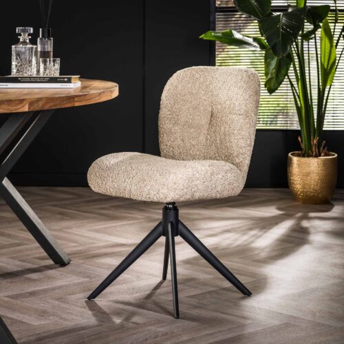 Draaibare Eetkamerstoel Comfort - Bouclé Zandkleur