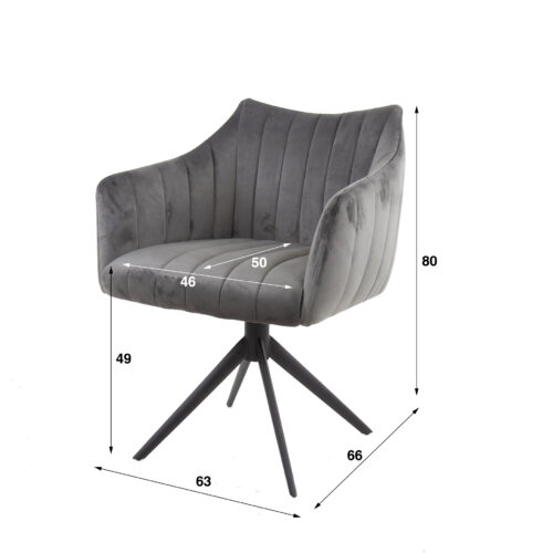 Draaibare Eetkamerstoel Velvet Cinema - Champagne Velours - Afbeelding 3