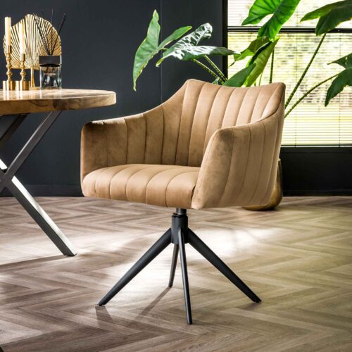 Draaibare Eetkamerstoel Velvet Cinema - Champagne Velours