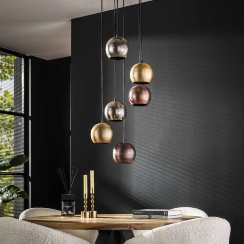 Hanglamp 6x bol getrapt metal print - Afbeelding 2