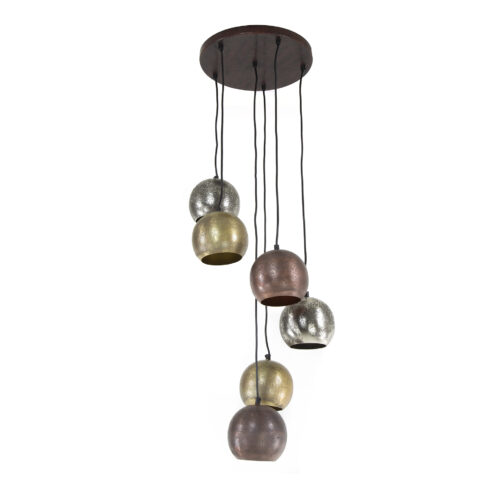 Hanglamp 6x bol getrapt metal print - Afbeelding 4