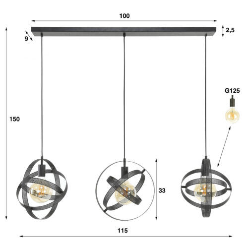 Hanglamp 3L cosmos mesh - Afbeelding 5
