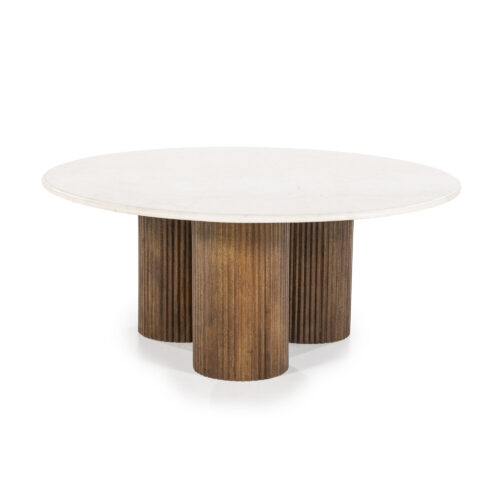 Ronde Salontafel Xavi Marmer en Mangohout - 90cm - Afbeelding 5