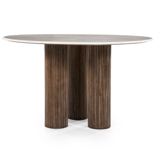 Ronde Eettafel Xavi Marmer en Mangohout - 130cm - Afbeelding 9