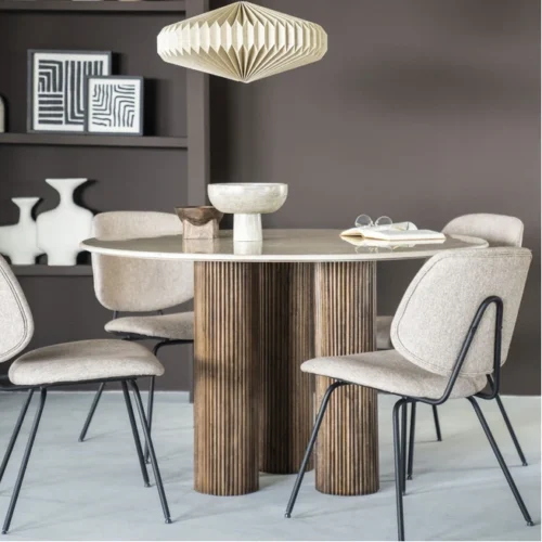 Ronde Eettafel Xavi Marmer en Mangohout - 130cm - Afbeelding 7