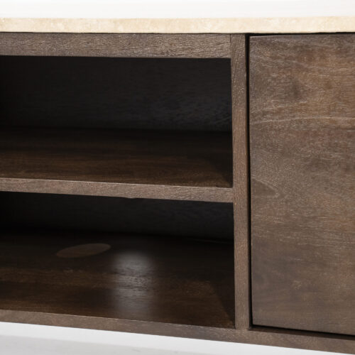 TV-Meubel Lio Mangohout Travertin 200cm - bruin - Afbeelding 8