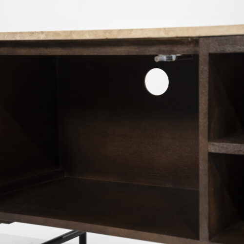 TV-Meubel Lio Mangohout Travertin 200cm - bruin - Afbeelding 5
