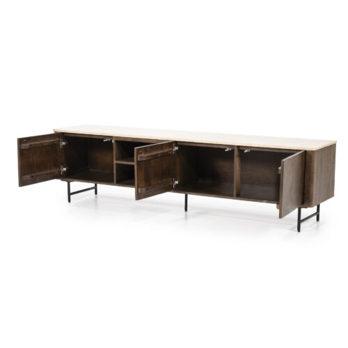 TV-Meubel Lio Mangohout Travertin 200cm - bruin - Afbeelding 3