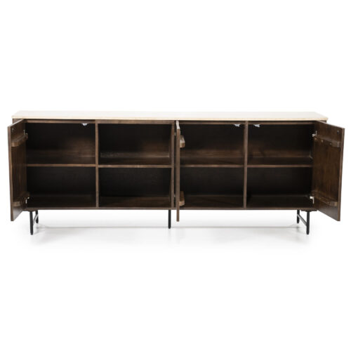 Dressoir Lio Mangohout Travertin 200x41x75cm - bruin - Afbeelding 6