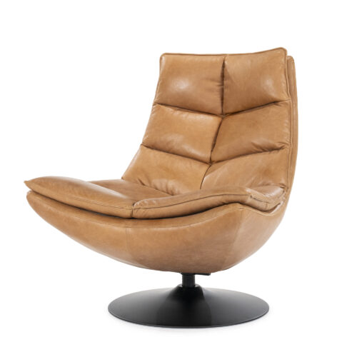 Draaifauteuil Sven Leder - Cognac