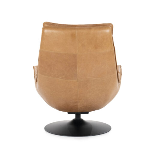 Draaifauteuil Sven Leder - Cognac - Afbeelding 7