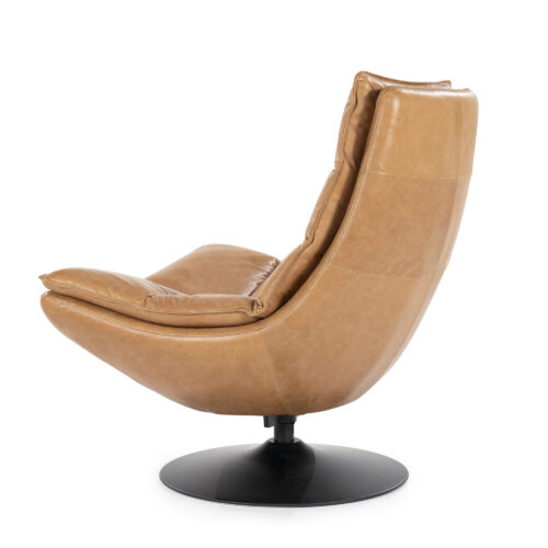 Draaifauteuil Sven Leder - Cognac - Afbeelding 6