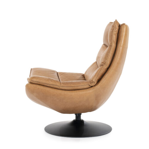 Draaifauteuil Sven Leder - Cognac - Afbeelding 5