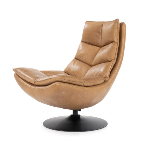 Draaifauteuil Sven Leder - Cognac - Afbeelding 4