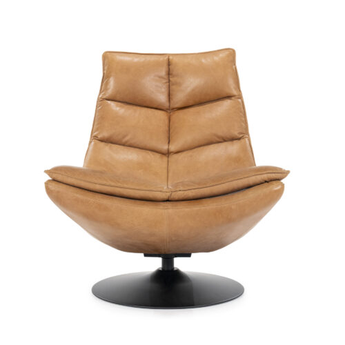 Draaifauteuil Sven Leder - Cognac - Afbeelding 3