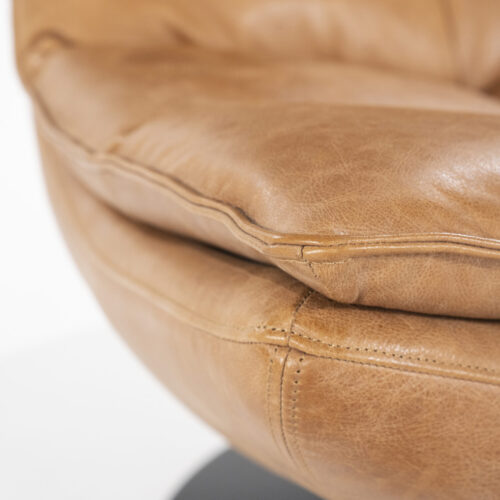Draaifauteuil Sven Leder - Cognac - Afbeelding 12
