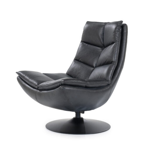 Draaifauteuil Sven Leder - Zwart - Afbeelding 19