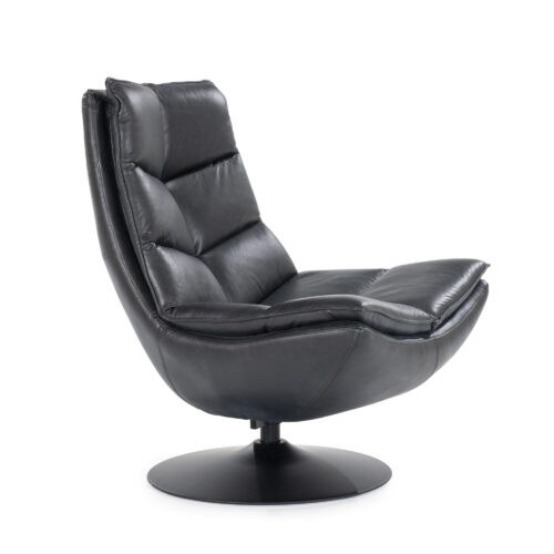 Draaifauteuil Sven Leder - Zwart - Afbeelding 5