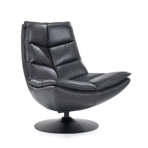 Draaifauteuil Sven Leder - Zwart - Afbeelding 4