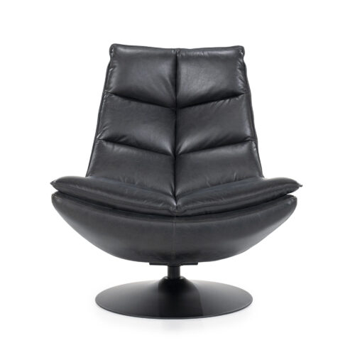 Draaifauteuil Sven Leder - Zwart - Afbeelding 3