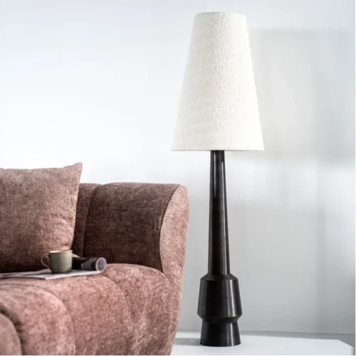 Vloerlamp Dawn Bouclé en metaal 146cm - Afbeelding 2