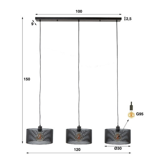 Hanglamp 3L Mesh Rond - Afbeelding 5