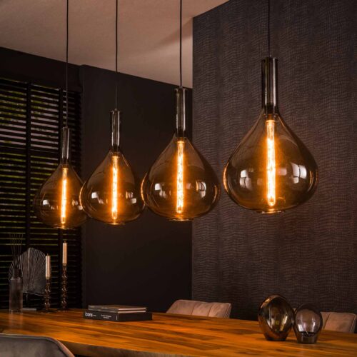 Hanglamp 4L Drop Smoke Glass