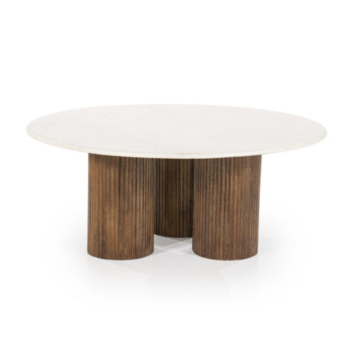 Ronde Salontafel Xavi Marmer en Mangohout - 90cm - Afbeelding 4