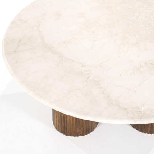 Ronde Salontafel Xavi Marmer en Mangohout - 90cm - Afbeelding 3
