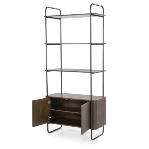 Wandkast James Mangohout en Metaal 96x210cm - Bruin - Afbeelding 7
