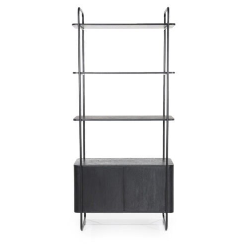 Wandkast James Mangohout en Metaal 96x210cm - Zwart