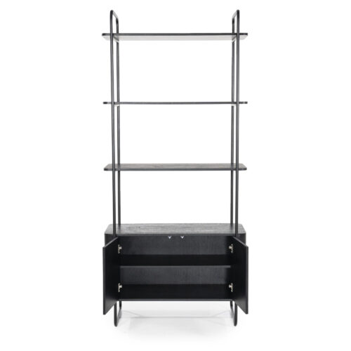 Wandkast James Mangohout en Metaal 96x210cm - Zwart - Afbeelding 2