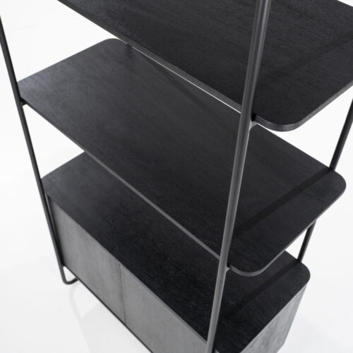 Wandkast James Mangohout en Metaal 96x210cm - Zwart - Afbeelding 8