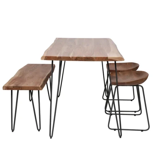 Eettafel Edge Massief acaciahout 130 x 70cm - Naturel - Afbeelding 3