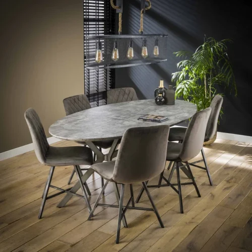 Ovale Eettafel Tata 3D Betonlook - 200 cm - Afbeelding 4