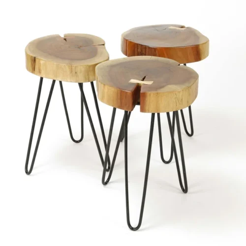 Ronde Bijzettafel Boomstam Acaciahout - 32cm - Afbeelding 2
