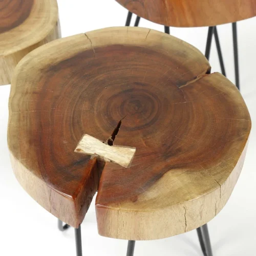 Ronde Bijzettafel Boomstam Acaciahout - 32cm - Afbeelding 7