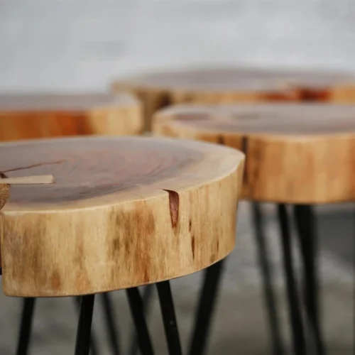 Ronde Bijzettafel Boomstam Acaciahout - 32cm - Afbeelding 4
