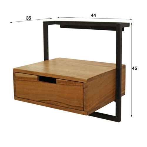 Hangend Nachtkastje Air Solid Acaciahout met 1 lade - Afbeelding 5