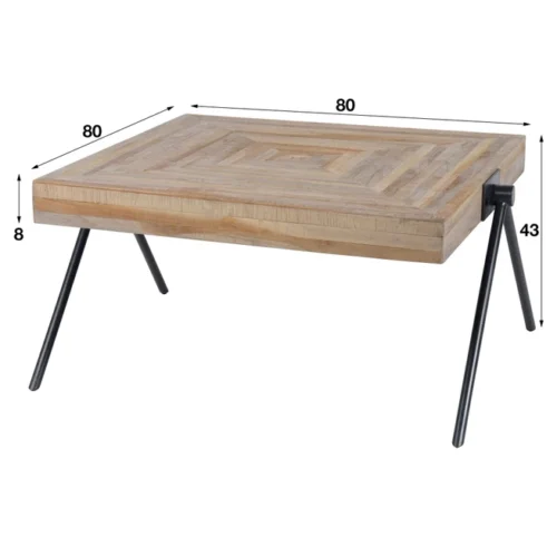 Vierkante Salontafel Teca Balance 80x80 cm - Teakhout - Afbeelding 3