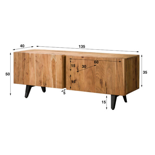 Dressoir Block Massief Acaciahout 180cm - Naturel - Afbeelding 10