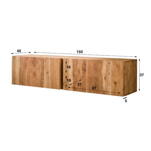 Dressoir Block Massief Acaciahout 180cm - Naturel - Afbeelding 15