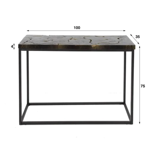 Sidetable B&G Teakhout 100cm - zwart/Goud - Afbeelding 7