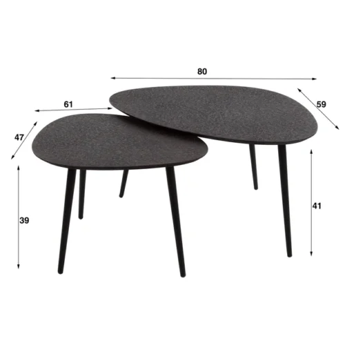 Organische Salontafel Drups Set van 2 stuks - Zwart - Afbeelding 5