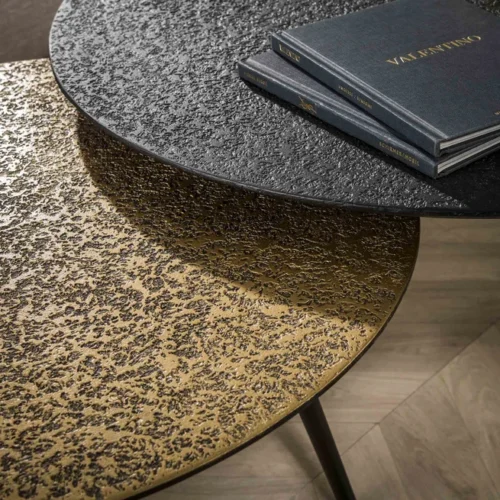 Ronde Salontafel Duo metaal set van 2 stuk - Goud/zwart - Afbeelding 4