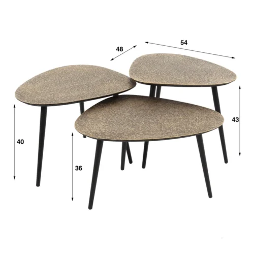 Organische Salontafel Pure Metaal Set van 3 stuks - Brons - Afbeelding 3