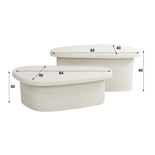 Organische Salontafel Stone Organic XL Set van 2 stuks - Wit - Afbeelding 4