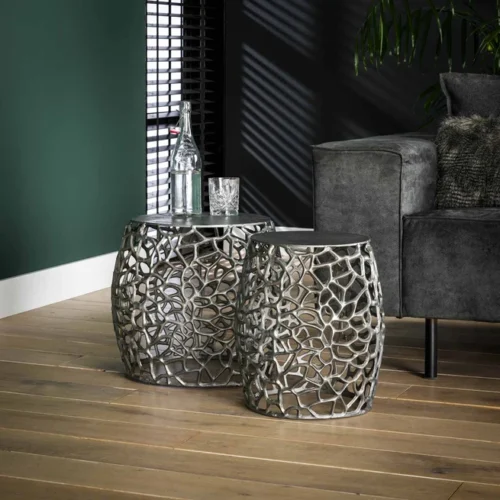Ronde Bijzettafel Maze Metaal Set van 2 stuks